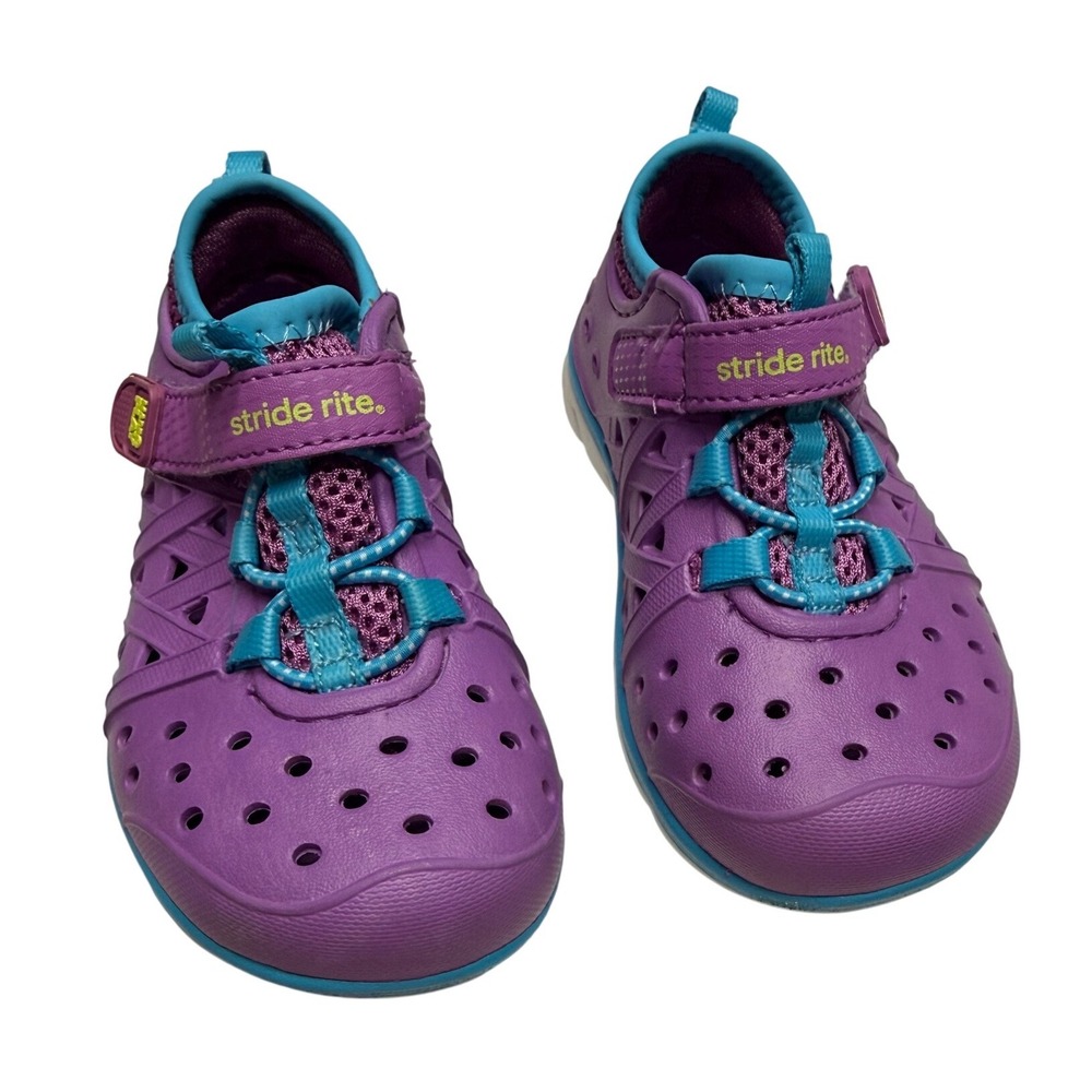 Stride Rite Made2Play Phibian Water Sneakers Purple Teal Kids Size 7